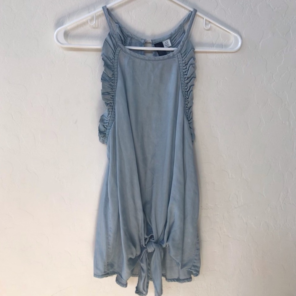 Francesca’s halter neck ruffled tank top
